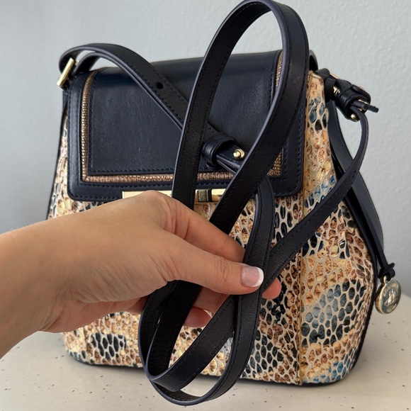 Brahmin Margo Deep Azure Delahaye Crossbody Bag - Navy and Cream - Picture 12 of 12